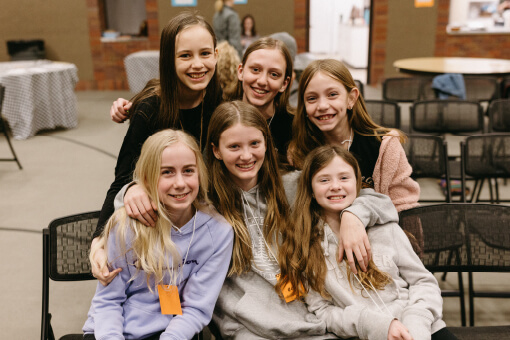 Group of young girls smiling