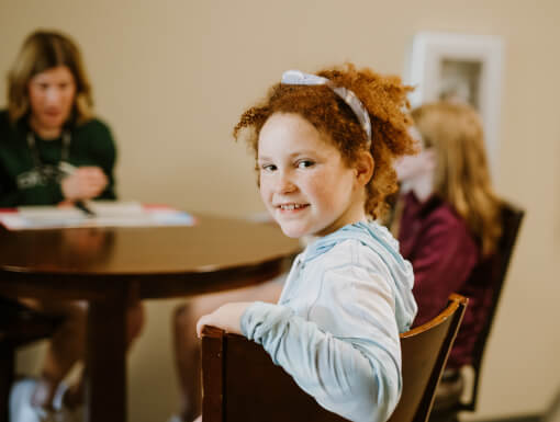 Girl smiling at church